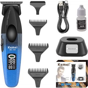 1669 Tondeuse À Barbe Pour Homme, Sans Fil Avec Écran Led, 9 000 Tr/Min, Tondeuse À Cheveux Pour Barbier Avec Base De Charge, Lame En T Revêtue Dlc - Neuf