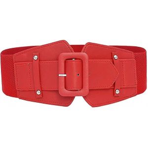 Ceintures Extensibles Pour Femmes, Pour Robes, Combinaisons, Manteaux, Ceintures Élastiques Vintage À Large Taille (Rouge) - Neuf