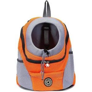 Sac &Agrave; Dos Confortable Pour Petits Chiens Et Chats - Sac De Transport Avant Respirant Avec Sangles R&eacute;glables Et Clip De S&eacute;curit&eacute; - Orange - Neuf