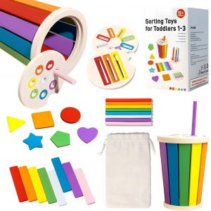 ChenQuanSarl-Jouet En Bois Bebe 1 2 An, Montessori Jouet À Partir De 1, 2, 3 Ans, Jeux De Tri Montessori, Jeux Educatif Enfant 2 Ans, Apprendre Couleurs Et Formes, Cadeau Fille Garcon - Neuf