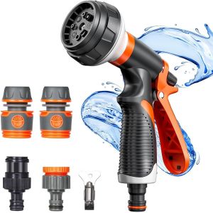 Pistolet Arrosage,Embout Tuyau Jardin,Pistolet Arrosoir Haute Pression 8 Modes D'Arrosage Réglable Avec 4 Interface Pour Le Lavage Des Voitures Jardins Plantes Animaux Domestiques - Neuf
