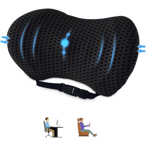 Ulteronixshop-Coussin Lombaire Voiture,Oreiller de Soutien Lombaire pour Chaise de Bureau et Si&egrave;ge de Voiture,Coussin de Dossier avec Sangle R&eacute;glable,pour Maison,Bureau,Voiture (Noir) - Neuf