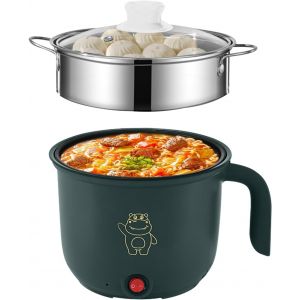 SUBZONAL-Mini Marmite Electrique: Mini Marmite Electrique Portable, Electrique Multi Cuiseur Vapeur &Eacute;lectrique, 1,8L Marmite Electrique, avec Cuiseur Vapeur en Acier Inoxydable, 600 W, 220 V, Vert - Neuf
