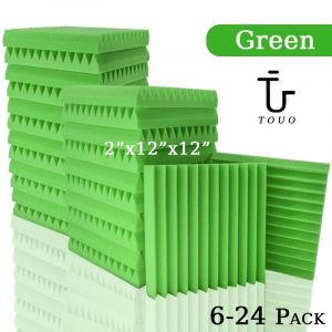 ORE-TOUO 6-24 Pack Studio mousse acoustique Studio de musique feuille insonorisée mousse insonorisante KTV salle Isolation porte panneau mural-6 Pcs With Tapes-Green - Neuf