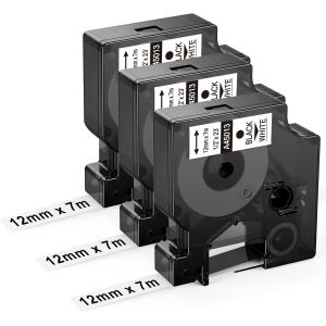 45013 D1 Ruban 12MM Compatible pour Dymo LabelManager 280 210D 160 360D 420P 640CB, Recharge Dymo D1 S0720530 12mm Noir sur Blanc Ruban 12mm x 7m - Neuf