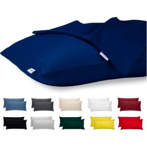 Cauc-Taie D'oreiller 50x80 Coton Satin Premium Lot De 2 Housse Coussin Pour Coussins Canap&eacute;/Lit Tissu Super Doux Resistant Et Lavable Hypoallerg&eacute;nique Anti-Acariens Avec Fermeture &Eacute;clair Invisible - Neuf