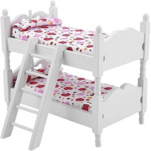 Lit superpos&eacute; de poup&eacute;e,1:12 en bois enfants chambre mod&egrave;le jouets miniature meubles sc&egrave;ne accessoires mini maison de poup&eacute;e accessoires - Neuf