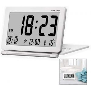 KAL-Petit Réveil De Voyage,Horloge Digital Silencieux Réveil Electronique Grand Écran Lcd Avec Date Température Affichage - Neuf