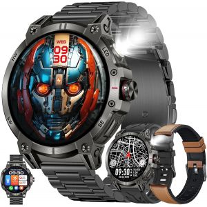 Montre Connectée Homme Avec Appel Bluetooth, Torche, Batterie 760 Mah, 1,85¿ Amoled 5atm Smartwatch Avec 100+ Modes Sportifs Tracker D'activité, Sommeil, Spo2, Smart Watch Pour Ios Android (Noir) - Neuf
