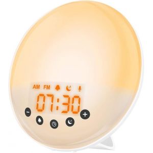 Réveil Des Enfants De La Lumière, L'aube Et Le Crépuscule Simulateur, Tactile, Radio-Réveil, La Lumière Led D'enregistrement De Chevet, Lampe, Lumière De Nuit Avec 30 Niveaux - Neuf