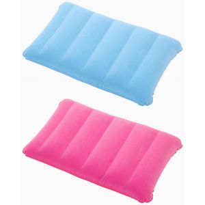 Oreillers De Voyage,Oreiller Gonflable Floqué En Pvc, Adapté Aux Voyages, Extérieur, Voiture, Avion 47 * 30 Cm (Rose/Bleu) - Neuf