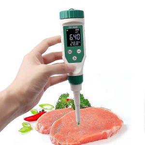 pH-m&egrave;tre alimentaire, testeur de pH alimentaire haute pr&eacute;cision avec r&eacute;tro&eacute;clairage LCD et ATC, pH-m&egrave;tre pour la mesure des aliments, fruits, viande, conserves et brassage. - Neuf
