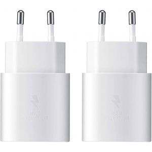(Lot De 2) 25W Chargeur Usb C Pour Samsung Galaxy S24 S23 S22 S21 S20 Plus/Fe/Ultra, Z Fold 5/6, Z Flip 6/5, Note 10, A55 A54 A53 A52 A51 A35 A15 A14 A05S A04S, Chargeur Rapide Usb C Tablette Blanc - Neuf