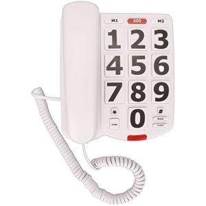 T&eacute;l&eacute;phone Filaire &Agrave; Grosses Touches Pour Malentendants Et Malvoyants, T&eacute;l&eacute;phone Fixe Pour Personnes &Acirc;g&eacute;es, T&eacute;l&eacute;phone Filaire &Agrave; Grosses Touches - Neuf