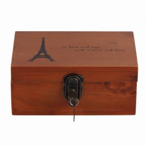 Bo&icirc;te En Bois De Style Vintage,D&eacute;coration D'affichage,Bo&icirc;te De Rangement En Bois (Tour En Fer Vintage) - Neuf