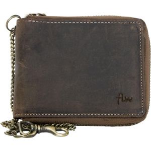 Portefeuille Zip-Autour,En Cuir Naturel R&eacute;sistant V&eacute;ritable,Avec La Cha&icirc;ne - Neuf