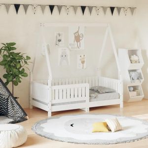 Cadre De Lit Pour Enfant Blanc 70x140 Cm Bois De Pin Massif - Neuf
