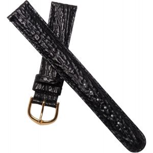 Eryi-Bracelet De Montre En Cuir Véritable Noir Type Requin 18 Mm Pour Homme New Old Stock 1970 ¿ Bande Vintage Original ¿ Strap D'horlogerie Antique Traditionnelle - Neuf