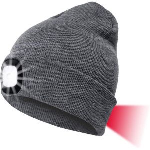 Casquette Led En Tricot Avec Lumière Rechargeable Par Usb, Éclairage Et Modes D'avertissement Clignotant 8 Led, Installation Facile Avant Et Arrière, Bonnet En Tricot Chaud D'hiver - Neuf