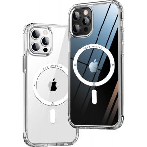 Maa-Coque Magnétique Hybride Rigide Compatible Avec Magsafe Iphone 12 Pro Max Housse, Protection Antichoc Militaire, Résistant Aux Rayures, Charge Sans Fil, Anti-Jaune En Silicone Case, Transparent - Neuf