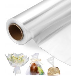Papier Cadeau Rouleau Transparent 86cm X 30m-Cellophane Emballage 3 Mils Pour Bonbons,Cadeaux,Fleurs (Plier En 43cm) - Neuf