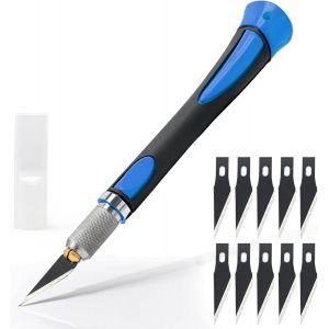 Scalpel avec 10 lames de Antirouille, Cutter de Précision, Scalpel Modelisme, pour Découpe de Travail d'art Bricolage, Spéléologie, Sculpture, Couteaux de Loisirs, Orange - Neuf