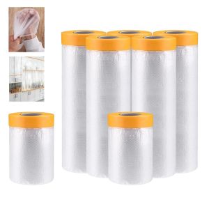 7 Rouleaux de Bache Protection Peinture 55cm*20m/150cm*20m/240cm*12m 3 Tailles Bache de Protection Peinture Avec Ruban de Masquage - Neuf