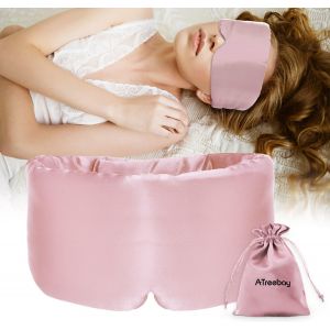 Jgd-Silk Sleep Mask For Women Men, Mulberry Silk Eye Sleeping Mask & Blindfold With Adjustable Velcro Strap, Blackout Eye Cover For Sleep Travel Yoga Nap, Large Size, Light Plum - Neuf