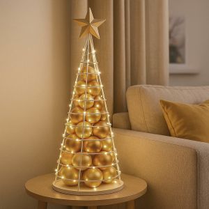 Arbre d&eacute;coratif HWC-O91, sapin de No&euml;l, arbre d&eacute;coratif, d&eacute;coration de No&euml;l, sapin de No&euml;l &agrave; d&eacute;corer, m&eacute;tal 90 cmblanc - Neuf