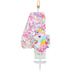 MEVRONISSHOP-Bougie Licorne Num&eacute;ro, Paillettes Bougie Anniversaire Num&eacute;ro D&eacute;coration de G&acirc;teau Licorne D&eacute;corations d'Anniversaire pour Filles Baby Shower C&eacute;l&eacute;brations &agrave; Th&egrave;me (4) - Neuf