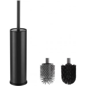 Brosse Wc Et Support Noire Brosse De Toilette En Silicone Avec 2 Têtes De Brosse Pour La Salle De Bain,Ronde - Neuf