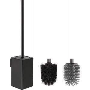 Kal-Brosse Wc Noir, Brosse Toilettes Wc Murale, Brosse Toilette Carrée Brosse Wc Silicone Pour La Salle De Bain Comprend 2 Têtes De Brosse - Neuf