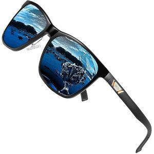 Lunettes De Soleil Polaris&eacute;es Carr&eacute;es En M&eacute;tal Avec Protection Uv400 Pour Les Sports De Plein Air 3029h (Bleu Noir) - Neuf