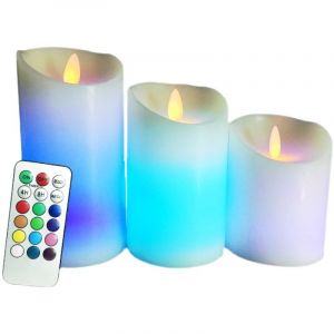 Sans Flamme De Bougie De Led De La Lampe, La Lumi&egrave;re Led 3 Pcs Blanc Chaud Et Multicolore R&eacute;el &Agrave; Piles Led Bougie Bougies Avec Timer De La T&eacute;l&eacute;commande Pour Int&eacute;rieur Ext&eacute;rieur D&eacute;coration De No&euml;l - Neuf