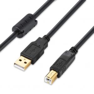 C&acirc;ble d'imprimante avec ferrite, c&acirc;ble USB 2.0 type A vers type B, compatible avec HP, Epson, Canon, Brother, Lexmark, Scanner, Disque dur, Photographie num&eacute;rique, Noir, 3 m&egrave;tres - Neuf