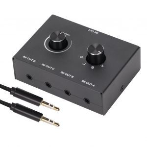 Commutateur passif stereo 4 ports 3,5 mm 1 entree 4 sorties 4 entrees 1 sortie convertisseur pour casque MP3 - Neuf