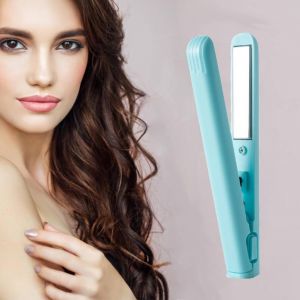 Kal-Mini Fer À Friser Double Usage, Rechargeable Par Usb, Fer À Lisser Sans Fil En Céramique Pour Cheveux Longs Et Courts, Convient Pour La Maison Et Les Voyages (Bleu) - Neuf
