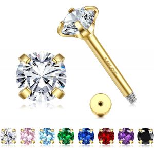 Boucles D'oreilles Femmes Or 14 Carats Percing Oreille Tragus Cartilage Boucles D'oreilles Acier Inoxydable Hypoallergéniques Clou D'oreilles Homme Percing Helix.[X3101] - Neuf