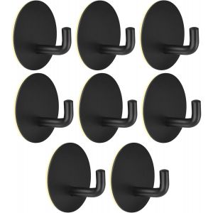 8 Pièces Crochet Adhésif,Crochet Mural Salle De Bains En Acier Inox,Porte Serviette Auto-Adhesif Imperméable Pour La Cuisine,Le Salon Et Le Bureau,Pas Besoin De Poinçonner,Noir - Neuf