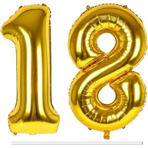 Ballons Anniversaire 18 Ans Or, 83Cm Helium Ballon Chiffre 1 Et 8 Numero Aluminium Ballon D&eacute;coration Birthday 18 An Pour Fille Garcon Enfant Deco De F&ecirc;tes D'Anniversaires - Neuf