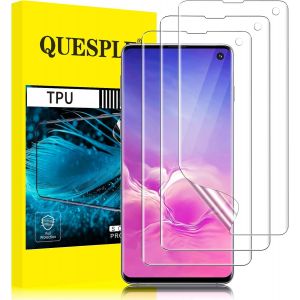 [3 Pieces] Screen Protectors For Samsung Galaxy S10, High Quality 3d Curved Full Coverage Tpu Screen Protector Film, 9h Hardness, Bubble-Free, Compatible With Fingerprint Reader - Neuf