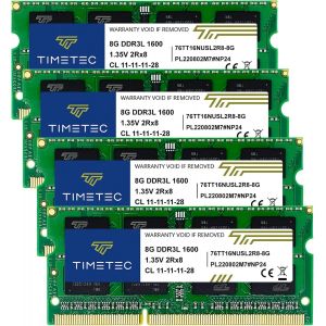 32Gb Kit(4X8Gb) Ddr3L / Ddr3 1600Mhz (Ddr3L-1600) Pc3L-12800 / Pc3-12800 Non-Ecc Unbuffered 1.35V/1.5V Cl11 2Rx8 Dual Rank 204 Pin Sodimm Laptop Notebook Pc Computer Memory Ram Module Upgrade - Neuf