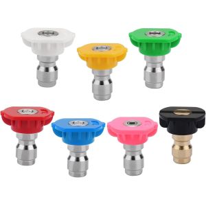 MEVRONISSHOP-Lot de 7 Embouts de Buse de Pulv&eacute;risation pour Laveuse &agrave; Pression, 1/4 Buses &agrave; Connexion Rapide Sont Principalement Utilis&eacute;es pour le Nettoyage de Voiture et le Jardinage - Neuf
