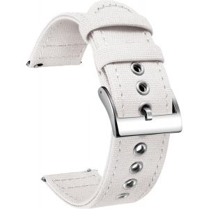 Bracelets De Montre En Toile À Dégagement Rapide Bracelet Pour Montre En Tissu 18mm 20mm 22mm 24mm Remplacement Bracelets Montres Canvas Pour Homme Et Femme Avec Boucle Argent/Noir.[U2075] - Neuf