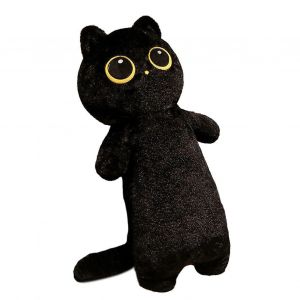 Chat De Dessin Animé Long Oreiller Jouets En Peluche Chat Noir Poupée Filles Sommeil Clip Jambes Long Oreiller Poupées De Chiffon-Noir - Neuf