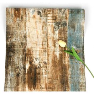 Ventes promotionnelles Papier peint en bois auto-adhésifPapier peint pour porte d'armoire de cuisine 45 * 500cm - Neuf