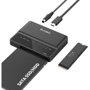Boîtier SSD NVMe, Adaptateur USB vers M.2 et SATA 10Gbps, Lecteur de Disque Dur Externe PCIe NVMe Gratuit, Compatible avec M.2 (Touches M et M+B), Toutes Tailles et SSD/HDD SATA 2,5""/3,5 - Neuf