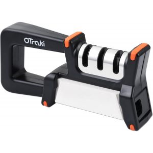 Aiguiseur Couteaux Professionnel Manuel, Affuteur De Couteaux 4 En 1 De Remplacement Amovible Avec Base Antid&eacute;rapante, Aiguiseur Avec Design Ergonomique En Acier Inoxydable - Neuf