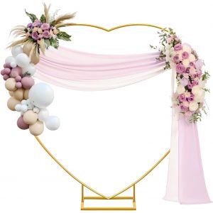 Letnerny-Heart Wedding Arch 2m Golden Arch Background Stand Metal Heart Montgolfière Arch Cadre Avec Base Pour La Décoration De Fête D'anniversaire De Mariage - Neuf