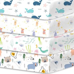 Lgl De Draps Pour Lit B&eacute;b&eacute; 4 Pi&egrave;ces 60x120 Cm 100% Microfibre Respirante Certifi&eacute; Oeko-Tex Prot&egrave;ge Matelas Amovible Et Lavable Motifs Mignons Pour Berceau Et Matelas B&eacute;b&eacute;(Parc Des Animaux) - Neuf